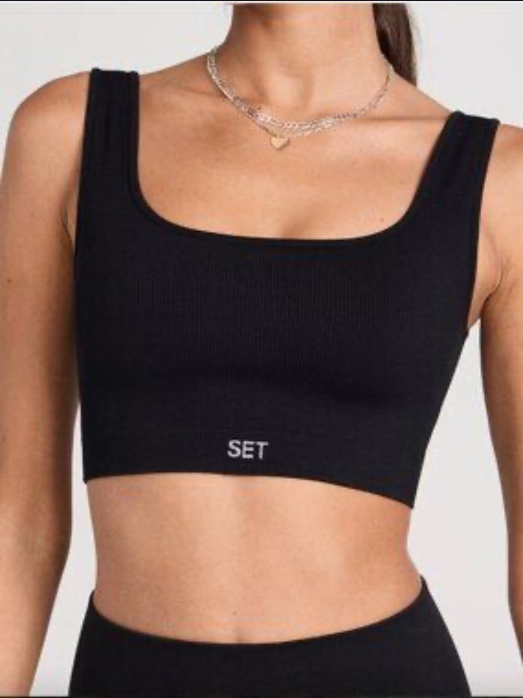 Set Active Ribbed Sports Bra Black